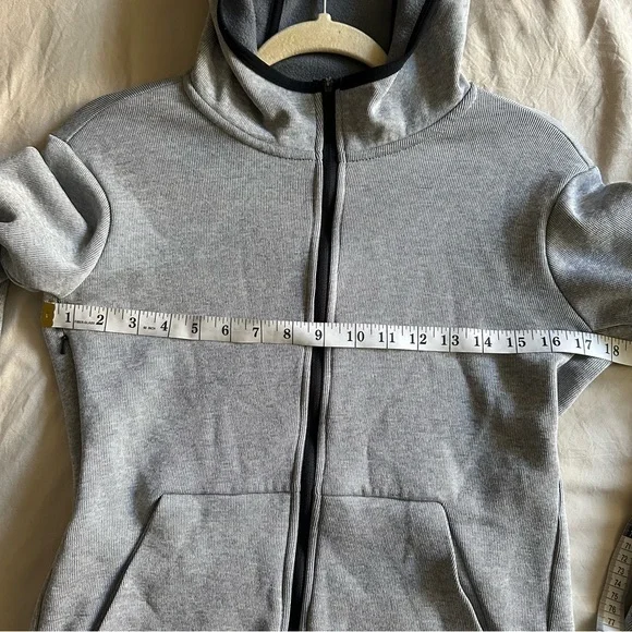 NIKE DRI-FIT Sweatshirt Women M Gray Zip Up Hooded Funnel Neck Thumb Hole - Picture 12 of 16